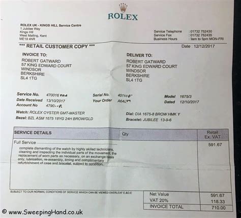 Rolex watch receipt